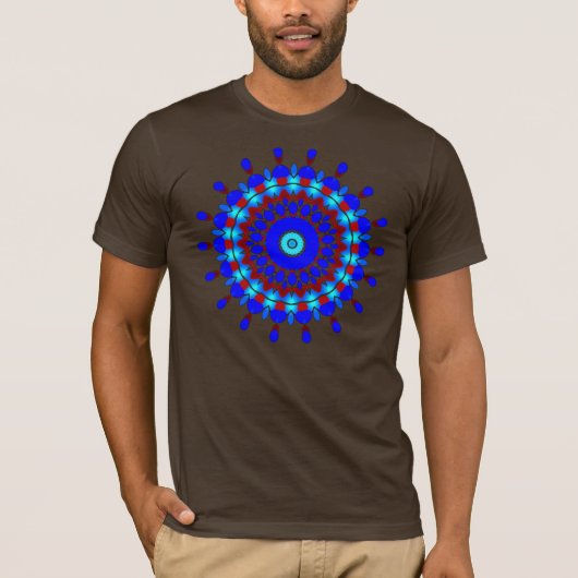 Blauwe en rode Kaleidoscoop T-shirt (Voorkant)