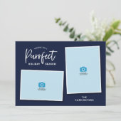 Blauwe en rode kat met orfect vakantiefoto feestdagenkaart (Staand voorkant)