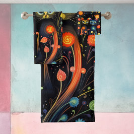 Blauwe en rode katten bad handdoek