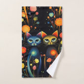 Blauwe en rode katten bad handdoek (Handdoek)