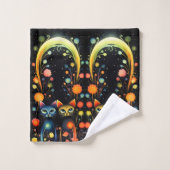 Blauwe en rode katten bad handdoek (Wasdoekje)