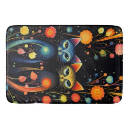 Blauwe en rode katten badmat