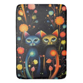 Blauwe en rode katten badmat (Voorkant Verticaal)