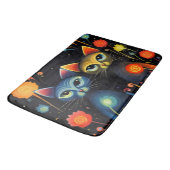 Blauwe en rode katten badmat (Gekanteld)