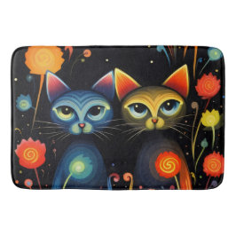 Blauwe en rode katten badmat