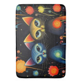 Blauwe en rode katten badmat (Voorkant Verticaal)