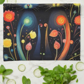 Blauwe en rode katten theedoek (Gevouwen)