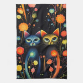 Blauwe en rode katten theedoek (Verticaal)