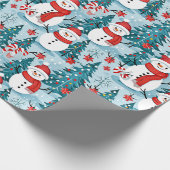 Blauwe en rode kerstmannen feestelijk cadeaupapier (Hoek)