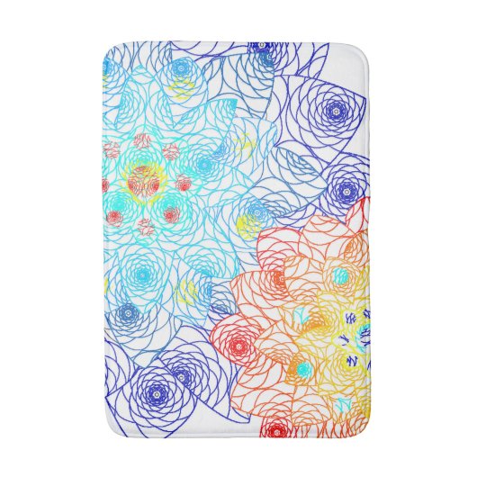 Blauwe en Rode Lente Bloemen Badmat (Voorkant Verticaal)