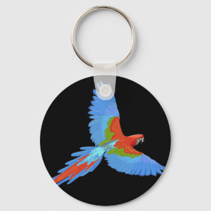 Blauwe en rode Macaw Sleutelhanger