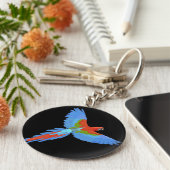 Blauwe en rode Macaw Sleutelhanger (Zijkant)