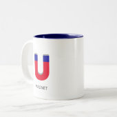 Blauwe en Rode Magneet Tweekleurige Koffiemok (Voorkant links)