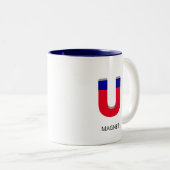 Blauwe en Rode Magneet Tweekleurige Koffiemok (Voorkant rechts)