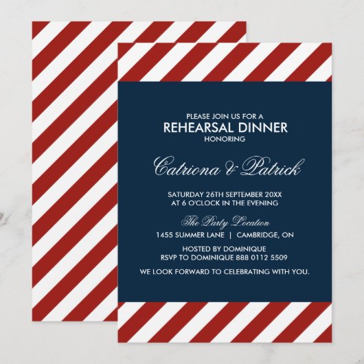 Blauwe en rode nachtelijke repetitie kaart (Voorkant / Achterkant)