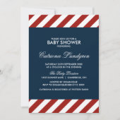 Blauwe en rode Nautische Baby shower Kaart (Voorkant)