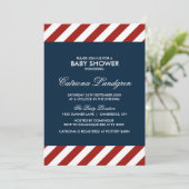 Blauwe en rode Nautische Baby shower Kaart (Staand voorkant)