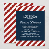 Blauwe en rode Nautische Baby shower Kaart (Voorkant / Achterkant)