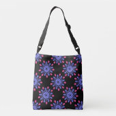 Blauwe en rode neon bloem crossbody tas (Achterkant)