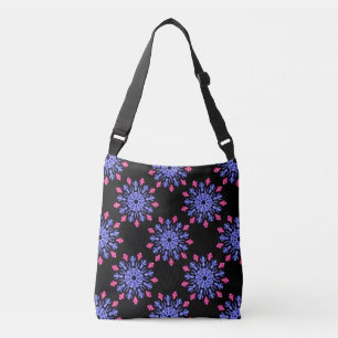 Blauwe en rode neon bloem crossbody tas