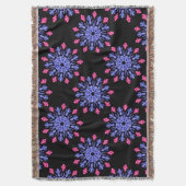 Blauwe en rode neon bloem deken (Voorkant Verticaal)