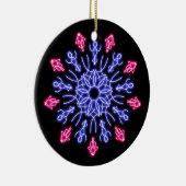Blauwe en rode neon bloem keramisch ornament (Rechts)