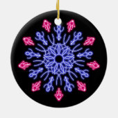 Blauwe en rode neon bloem keramisch ornament (Achterkant)