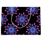 Blauwe en rode neon bloem large cadeautasje (Voorkant)