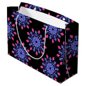 Blauwe en rode neon bloem large cadeautasje (Achterkant Gekanteld)