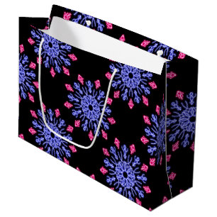 Blauwe en rode neon bloem large cadeautasje