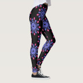 Blauwe en rode neon bloem leggings (Rechts)