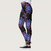 Blauwe en rode neon bloem leggings (Links)