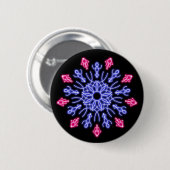 Blauwe en rode neon bloem ronde button 5,7 cm (Voorkant /achterkant)