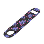 Blauwe en rode neon bloem speed flessenopener (Voorkant Gekanteld)