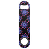 Blauwe en rode neon bloem speed flessenopener (Achterkant)