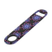 Blauwe en rode neon bloem speed flessenopener (Achterkant Gekanteld)