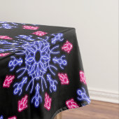 Blauwe en rode neon bloem tafelkleed (Voorbeeld)
