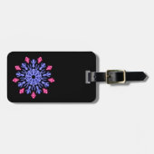 Blauwe en rode neonbloem bagagelabel (Voorkant horizontaal)