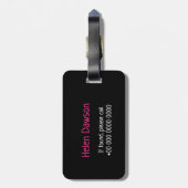 Blauwe en rode neonbloem bagagelabel (Achterkant verticaal)