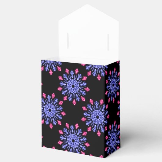 Blauwe en rode neonbloem bedankdoosjes (Geopend)