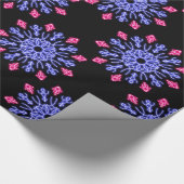Blauwe en rode neonbloem cadeaupapier (Hoek)