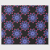 Blauwe en rode neonbloem cadeaupapier (Vlak)