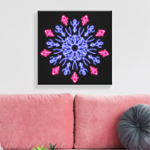 Blauwe en rode neonbloem canvas afdruk (Insitu (Woonkamer))