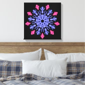 Blauwe en rode neonbloem canvas afdruk (Insitu (Slaapkamer))