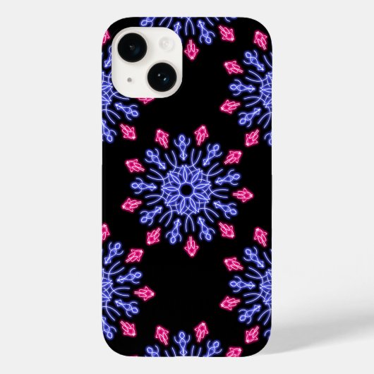 Blauwe en rode neonbloem Case-Mate iPhone case (Achterkant)