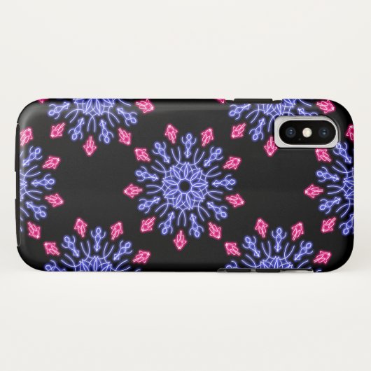 Blauwe en rode neonbloem Case-Mate iPhone case (Achterkant (horizontaal))
