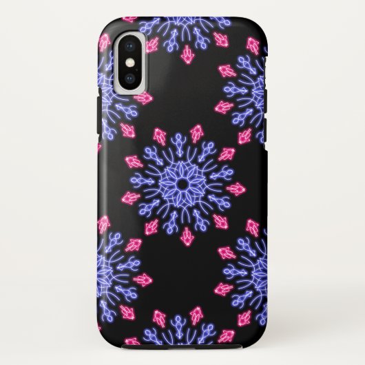 Blauwe en rode neonbloem Case-Mate iPhone case (Achterkant)