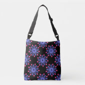 Blauwe en rode neonbloem crossbody tas (Voorkant)