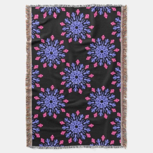 Blauwe en rode neonbloem deken (Voorkant Verticaal)