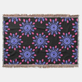 Blauwe en rode neonbloem deken (Voorkant)